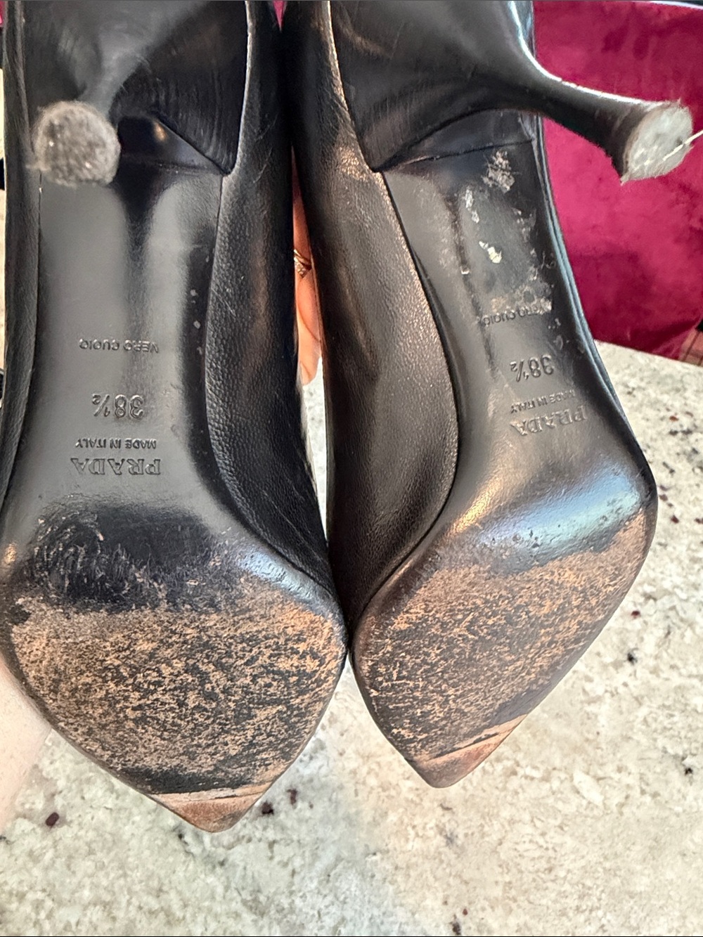 Prada Black Leather Pointed-Toe Heels - Picture 6 of 13
